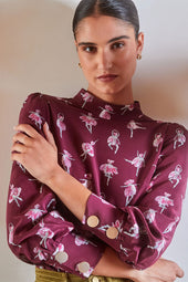 Blouse Victoire en soie Ballet de Tulipes Bordeaux