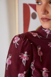Blouse Victoire en soie Ballet de Tulipes Bordeaux