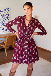 Robe L'Imprévisible en soie Ballet de Tulipes Bordeaux