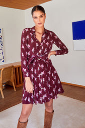 Robe L'Imprévisible en soie Ballet de Tulipes Bordeaux