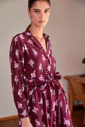 Robe L'Imprévisible en soie Ballet de Tulipes Bordeaux