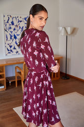 Robe L'Imprévisible en soie Ballet de Tulipes Bordeaux
