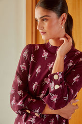 Robe Victoire silk Ballet de Tulipes Bordeaux