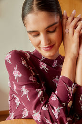 Robe Victoire silk Ballet de Tulipes Bordeaux