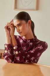 Robe Victoire silk Ballet de Tulipes Bordeaux