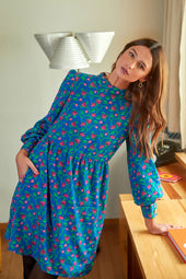 Robe Victoire Fraises Volantes Bleu