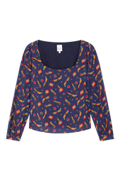Blouse Bohémienne Rocket Lipstick Bleu