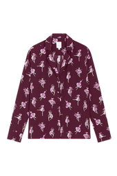 Blouse col pyjama en soie Ballet de Tulipes Bordeaux