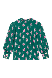 Blouse Victoire en soie Ballet de Tulipes Vert