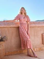 Robe Bohème imprimé Cappadoce Rose