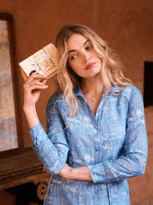 Robe Impériale imprimé Louxor Bleu