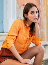 Chemisier en Soie Orange Sanguine