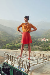 Mini Skirt Brick in Lyocell