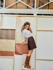 Jupe en Laine Marron Chocolat
