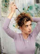 Pull en Coton Côtelé Lilas