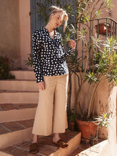 Chemisier en coton col pyjama Black or White